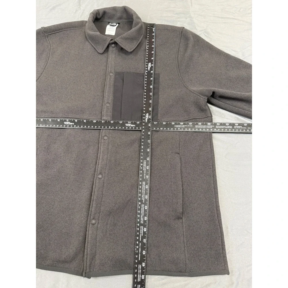 The North Face Mens L Circular Design Fleece‎ Snap Shirt Jacket Gray NF0A84HW